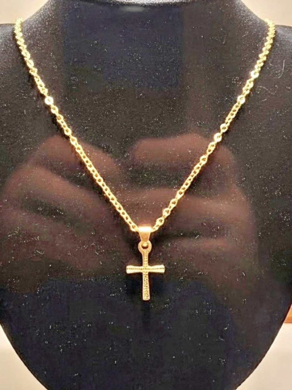 Cross Pendant Necklace in Gold Tone New